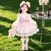Vestido Lolita Princesa para Meninas 2026 Primavera e Outono Novo Vestido Bolo de Morango com Leite Vestido de Aniversário Primavera e Outono Vestido Bufante