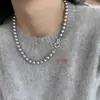 Colar de Pérolas Shijia com Zircônia Simples Feminino Levemente Luxuoso Atmosférico Corrente de Clavícula Versátil Nova Corrente de Pescoço Chinesa com Contas