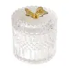 Tarro de Almacenamiento de Vidrio Repujado Francés Ins Retro Adorno de Decoración de Escritorio Tarro para Bastoncillos de Algodón de Maquillaje con Tapa Caja de Almacenamiento