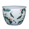 Tanque de Peces de Cerámica Jingdezhen para Criar Peces Dorados, Tanque para Tortugas, Maceta para Nenúfares, Tanque para Loto de Cuenco, Tanque para Flores de Loto, Tanque de Peces Extra Grande para Sala de Estar