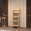 Estante de Armazenamento Elevada de Cinco Níveis em Madeira Maciça Estilo Nórdico, Estante de Chão em Forma de Escada para Sala de Estar, Varanda e Quarto