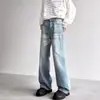 Marca de moda transfronteriza primavera y otoño nuevo estilo americano azul claro lavado desgastado holgado rectos pierna ancha casual jeans largos
