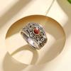 Anillo de Pareja S925 Plata Seis Palabras Verdad Anillo de Piedra Personalidad Agresiva Anillo Retro Ajuste de Abertura