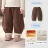 Pantalones de bebé para niña Jerry 2026 invierno nuevos pantalones casuales para niños con forro polar pantalones gruesos de algodón para niñas pequeñas