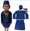 Disfraz de Azafata de Vuelo para Niños de Halloween Cosplay Juego de Rol para Jardín de Infancia Uniforme Profesional Atuendo de Presentación de Azafata