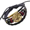 Pulsera Punk de aleación de bronce transfronteriza con cuentas de cuero, 12 constelaciones tejidas, pulsera de cuero de vaca de la constelación de Sagitario