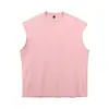 Colete de algodão 210G masculino americano gola pequena verão cor sólida simples casual camiseta regata de basquete masculina