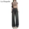 Jeans Largo Solto Feminino 2024 Tendência Versátil Novo Cintura Alta Calça Caída para Início da Primavera e Outono