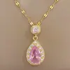 [Acero de Titanio] Set de Collar y Aretes de Gota de Agua de Lujo Ligero Micro-incrustado Personalidad Elegante Banquete Combinación de Collar y Aretes