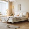Cama de Cuero Jihe Lujo Ligero Simple Nórdico ins Estilo Crema Capa Superior Cuero Vacuno Cama de Boda Moderna Doble Dormitorio Principal Cama Grande