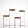 Pote de Vidro de Boca Reta 80mm com Tampa de Bambu de Alto Borossilicato, Pote de Armazenamento Selado, Pote de Armazenamento para Cozinha, Pote Dispensador de Folhas de Chá com Rolha de Madeira