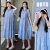 2026 Ropa Nueva de Verano Estilo Coreano Moda Suelta Estilo Sencillo Camisa Vestido de Maternidad de Longitud Media