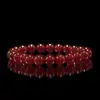 Cuentas de ágata roja natural transfronterizas de 8 mm y 10 mm, pulsera de ágata rojo caqui, anillo liso, pulseras para hombre y mujer, venta al por mayor