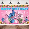 Estilo Hawaiano Stitch Stitch Dibujo Animado Fiesta de Revelación de Género Fondo de Foto de Cumpleaños Accesorios