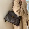 Bolsa Tote Retrô de Grande Capacidade para Mulheres 2025 Inverno Nova Casual High-End de Ombro Único Transversal Bolsa de Mão