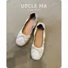 Zapatos planos estilo francés súper suaves de piel de vaca para mujer, versátiles zapatos de tacón Mary Jane vintage para la noche, zapatos de ballet tipo rollo de huevo súper suaves