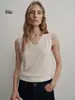 Venta de liquidación: Chaleco de Punto Ligero y Transpirable sin Mangas para Mujer, Top Casual de Cuello en V de Hombro Ancho de Lyocell