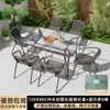 Mesas e Cadeiras de Exterior com Guarda-sóis, Cadeiras de Rattan, Cadeiras de Exterior em Aço Carbono, Conjunto de Mesa de Café de Lazer para Varanda ao Ar Livre, Mesas e Cadeiras de Pátio de Jardim