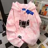 Sudadera con capucha estilo universitario de nicho americano para gato 2025 para mujer, nueva, otoño e invierno, teñido anudado, rosa, estilo pareja