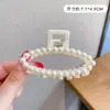 Pasador de Perlas para Mujer Clip de Lazo Estilo Coreano Pinza de Tiburón para la Parte Trasera de la Cabeza Accesorios Metálicos Grandes y Simples para el Cabello