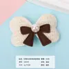 Ins stud bead knit color sólido corbata de lazo doble capa cinta tejida de colores lazo tocado para niños accesorios de ropa DIY hechos a mano
