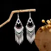 Pendientes Largos Estilo Étnico Plata Imitación con Borlas de Plumas de Colores, Pendientes de Estilo Bohemio Más Vendidos para Mujer