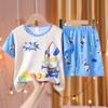 Pijama infantil de manga curta Verão Meninas Meninos Desenho Animado Médio e Grande Terno de roupas para casa infantil Alunos da escola primária Terno fino de ar condicionado