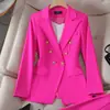 Conjunto de Traje Pequeño de Nuevo Estilo para Mujer Transfronterizo, Traje de Tres Piezas Elegante Color Rojo Rosa para Primavera y Otoño al por Mayor, Manga Larga