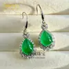 Brincos de Crisoprásio Incrustado Banhados a Prata no Atacado, Brincos com Fecho de Segurança, Brincos de Ágata Verde Sol Calcedônia Jade, Fornecimento ao Vivo