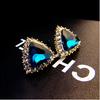E369'' Pendientes de Triángulo de Moda Sencilla con Diamante Azul Pendientes de Diamante de Cristal de Gama Alta para Mujer