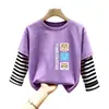 Camiseta Interior de Manga Larga para Niños, Nuevo Estilo Primavera y Otoño, Camiseta Interior de Algodón Puro para Niños, Atuendo de Primavera con Estampado de Dibujos Animados, Camiseta de Capa Interior