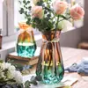 Vaso Vidro Transparente Sala de Estar Arranjo de Flores Escandinavo Hidropônico Bambu Rico Moderno Simples Garrafa de Flor Seca Cultura em Água Rabanete Verde Grande