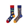 Calcetines de Moda Originales Asimétricos Estilo AB para Mujer Calcetines de Algodón de Verano Zhejiang Arte de Dibujos Animados Personalizado Calcetines de Algodón de Tubo Medio para Hombres y Mujeres