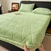 Sábana Bajera de Terciopelo Solar Cálido Jacquard de Lujo Ligero Juego de Sábanas de Cama de Terciopelo Plus de Invierno Protector de Colchón Cubierta Completa de una Pieza Lavable a Máquina