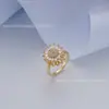 Anillo Giratorio Abierto para Alivio del Estrés con Diamantes, Versátil y de Alta Gama, Anillo Giratorio Color-Conservante Chapado en Cobre, Unisex, Mayoreo