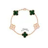 Pulsera de Calcedonia Morada Natural de Cinco Flores [Versión Alta Dorada V Chapado Grueso en Oro] Pulsera de Trébol de Cuatro Hojas de 18 Quilates para Mujer, Artesanía Exquisita