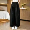 Calças cropped femininas para o verão, calças balloon de perna larga finas, estilo versátil 2026 novo, casual, emagrecedoras, estilosas, modernas, calças curvas