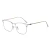 Gafas de Sol Cuadradas de Media Montura Moda Europea y Americana Unisex Metal de Alta Gama Retro Gafas de Sol Transfronterizas de Caballero