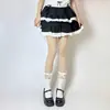 Calcetines altos de estilo japonés color blanco lechoso con lazo, calcetines JK dulces de cinta para la pantorrilla, calcetines Lolita de encaje estilo ballet