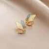 Pendientes de Perla con Gota de Aceite Florales Estilo Jardín de Monet para Mujer, Elegantes Clavos Estilo Pintura al Óleo, Pendientes de Alta Gama Elegantes de Lujo Ligero