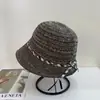 Sombrero de pescador de punto a cuadros estilo coreano, largo al frente y corto atrás, con amarre, para mujer, versátil para primavera y verano, sombrero para protección solar al aire libre