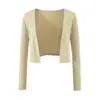 Conjunto elegante de três peças estilo dama: cardigã de malha de manga comprida, top de alça halter e saia justa para mulheres no outono