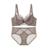Sujetador Push-up de Satín de Alta Gama para Mujer, Cómodo, Realza, Transpirable, Anti-caída, Reduce los Rollitos Laterales, Set de Sujetador con Aros Suaves
