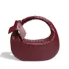 Bolso Grande Tejido a Mano para Croissant, Bolso de Mano de Moda Vintage Otoñal para Mujer, Bolso Casual Perezoso de un Solo Hombro para Debajo del Brazo para Mujer