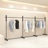 Expositor de Chão para Loja de Roupas Branco Leiteiro Ilha Central Rack Suporte para Pendurar Roupas Prateleira de Aço Inoxidável para Loja de Roupas Masculina e Feminina