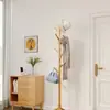 Perchero de pie laminado de madera maciza, popular en dormitorios, para colgar ropa en el dormitorio, sala de estar, entrada y pasillo, también sirve como perchero para bolsas y estante de almacenamiento
