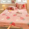 Cubierta de Cama de Felpa Gruesa de Doble Cara Pieza Única Invierno para Cama Infantil Copo de Nieve Terciopelo Protector de Colchón Cubierta de Colchón para Dormitorio de Estudiante