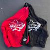 Moletom Oversized com Zíper no Rosto Streetwear Primavera Y2k Gótico Punk Estampa de Estrela Blusão Tendência