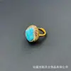 Novo Colar Turquesa Usado Conjunto com Pérolas Naturais Incrustadas Estilo Étnico Nicho Feito à Mão Diamante Tcheco Conjunto de Quatro Peças
