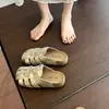 Medias Zapatillas de Verano para Mujer, Estilo Nuevo Hueco, Zapatillas Tejidas Estilo Birkenstock 2026, Suela de Grosor Medio, Slip-On Retro con Punta Cerrada
